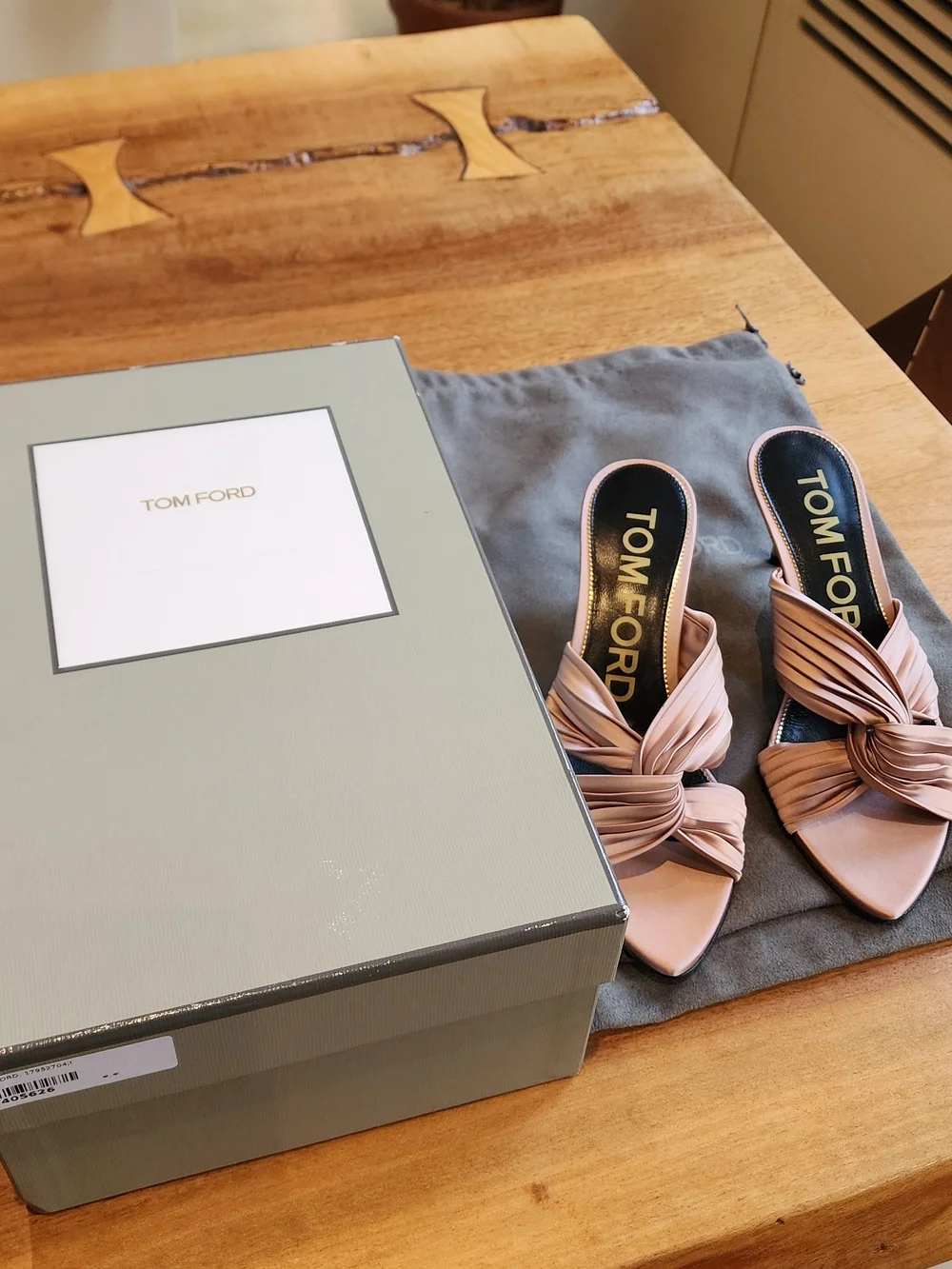 Tom Ford Pink Satin Knotted Slip On Slide Mule Size 37.5